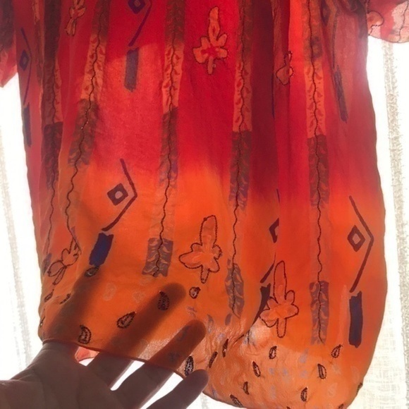 Paul Ropp Vintage Shirt 100% Silk Embroidered Made in Indonesia Size 3 - Picture 10 of 16